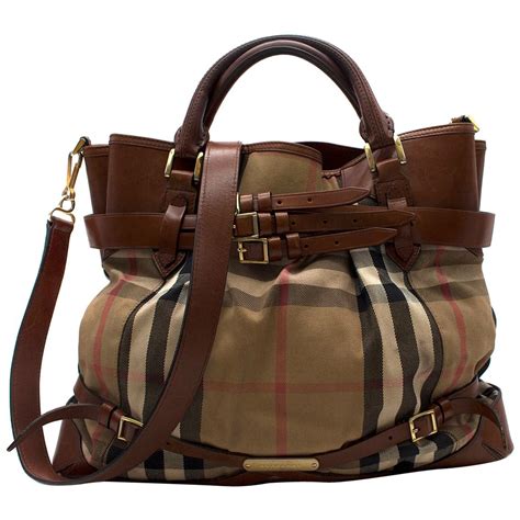 burberry leather nova check tote|burberry checked canvas tote bag.